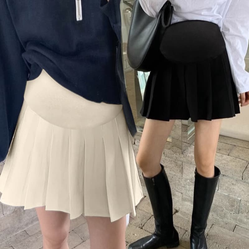 임산부 반신 스커트 봄과 가을 미니 스커트 한 마디 복부 지지 바지 작은 키 다용도 치마 하이웨이스트 외국 가스 외출용 치마 이미지 3