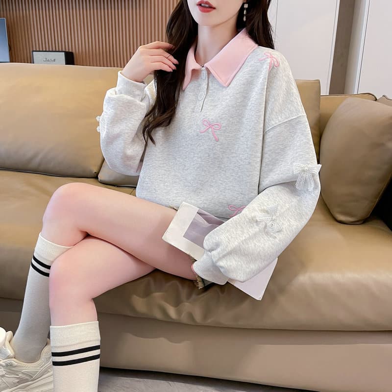 실사 후아 면 복합 우유 실크 오리지널 후드티 여성 학원 스타일 레트로 루즈핏 얇은 맨위 빅 사이즈 여성 의류 상세 이미지 21