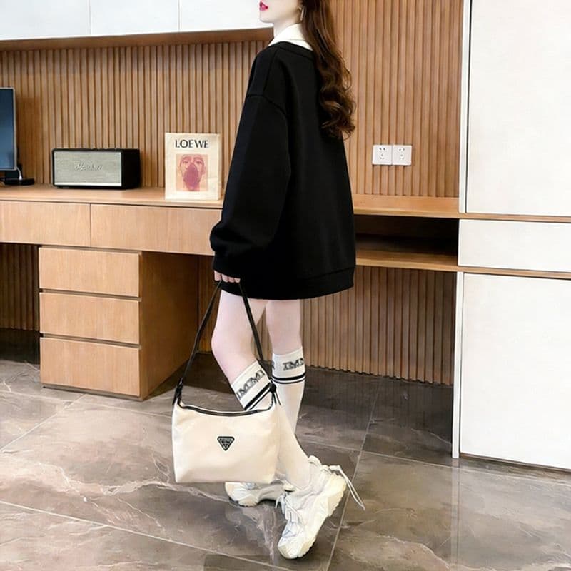실사 300 그램 남자 바 면 폴리에스터 2026 봄 얇은 스타일 패치워크 페이크 레이어드 나비 매듭 맨위 후드티 여성 상세 이미지 15