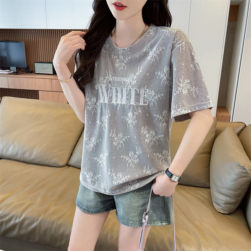 실사 면 소재 반팔 빅 사이즈 여성 의류 루즈핏 맨위 티셔츠 여성 이미지 4