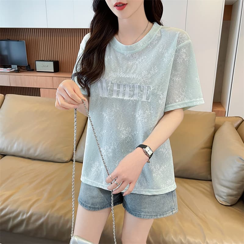 실사 면 소재 반팔 빅 사이즈 여성 의류 루즈핏 맨위 티셔츠 여성 상세 이미지 9