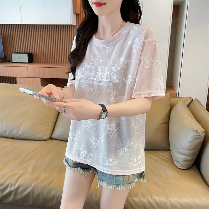 실사 면 소재 반팔 빅 사이즈 여성 의류 루즈핏 맨위 티셔츠 여성 상세 이미지 6