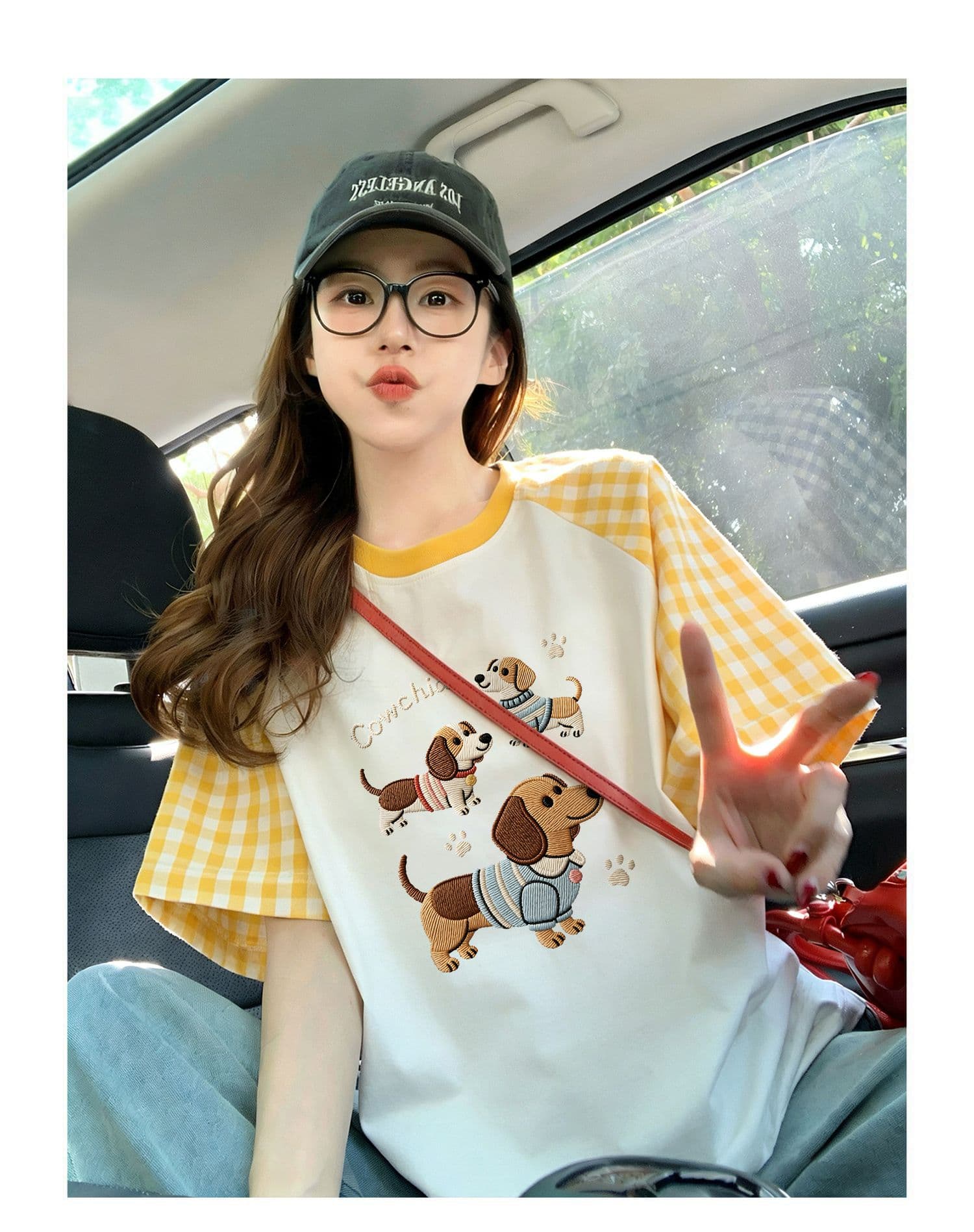 220 그램 순면 이후 패키지 칼라 체크무늬 배색 삽입 어깨 반팔 티셔츠 여성 2026 여름 프린트 맨위 상세 이미지 11