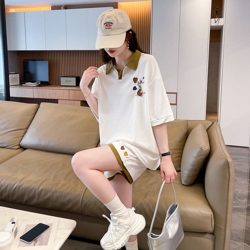 모방 면 200그램 특별 빅 사이즈 300 근 새로운 폭발 스트랩 맨위 루즈핏 반팔 티셔츠 여성 상세 이미지 11