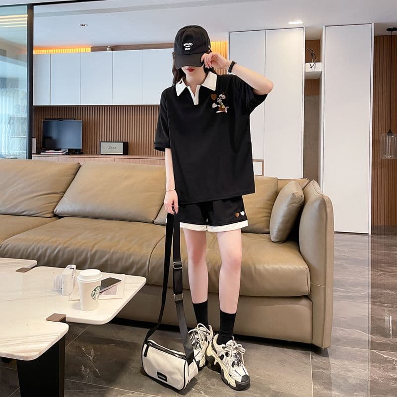 모방 면 200그램 특별 빅 사이즈 300 근 새로운 폭발 스트랩 맨위 루즈핏 반팔 티셔츠 여성 상세 이미지 18