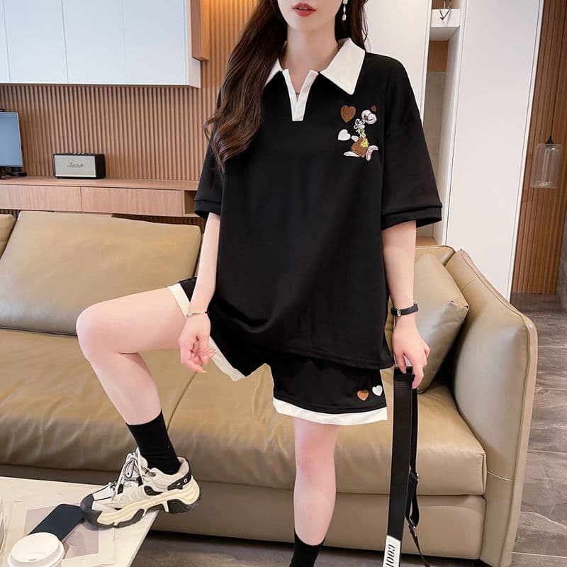 모방 면 200그램 특별 빅 사이즈 300 근 새로운 폭발 스트랩 맨위 루즈핏 반팔 티셔츠 여성 상세 이미지 21