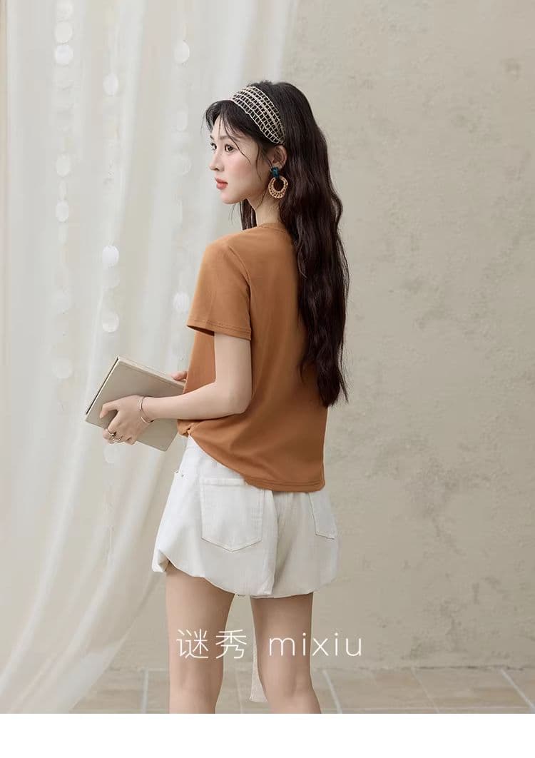 높은 품질 1 1 리브 면 새로운 강아지 디자인 센스 반팔 티셔츠 여성 여름 상세 이미지 17