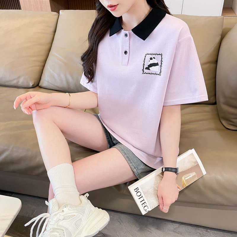 실사 50 면 50 폴리 에스터 남자 바 면 반팔 티셔츠 여성 상세 이미지 9