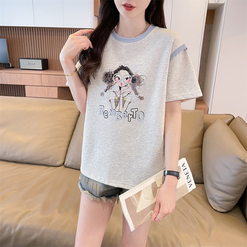 실사 새로운 튀김 거리 흔들어서 톤 품질 원본 부형제 눈꽃 면 반팔 티셔츠 여성 트렌디 새로운 맨위 빅 사이즈 여성 의류 상세 이미지 14