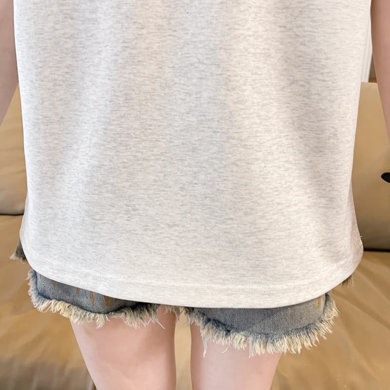 실사 새로운 180 그램 남자 바 면 루즈핏 패치 자수 체크무늬 라운드 넥 반팔 여성 상세 이미지 11