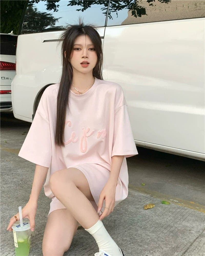 6535 물고기 규모 운동복 세트 여성 여름 루즈핏 한국 스타일 학생 반팔 반바지 투피스 세트 ins 상세 이미지 7