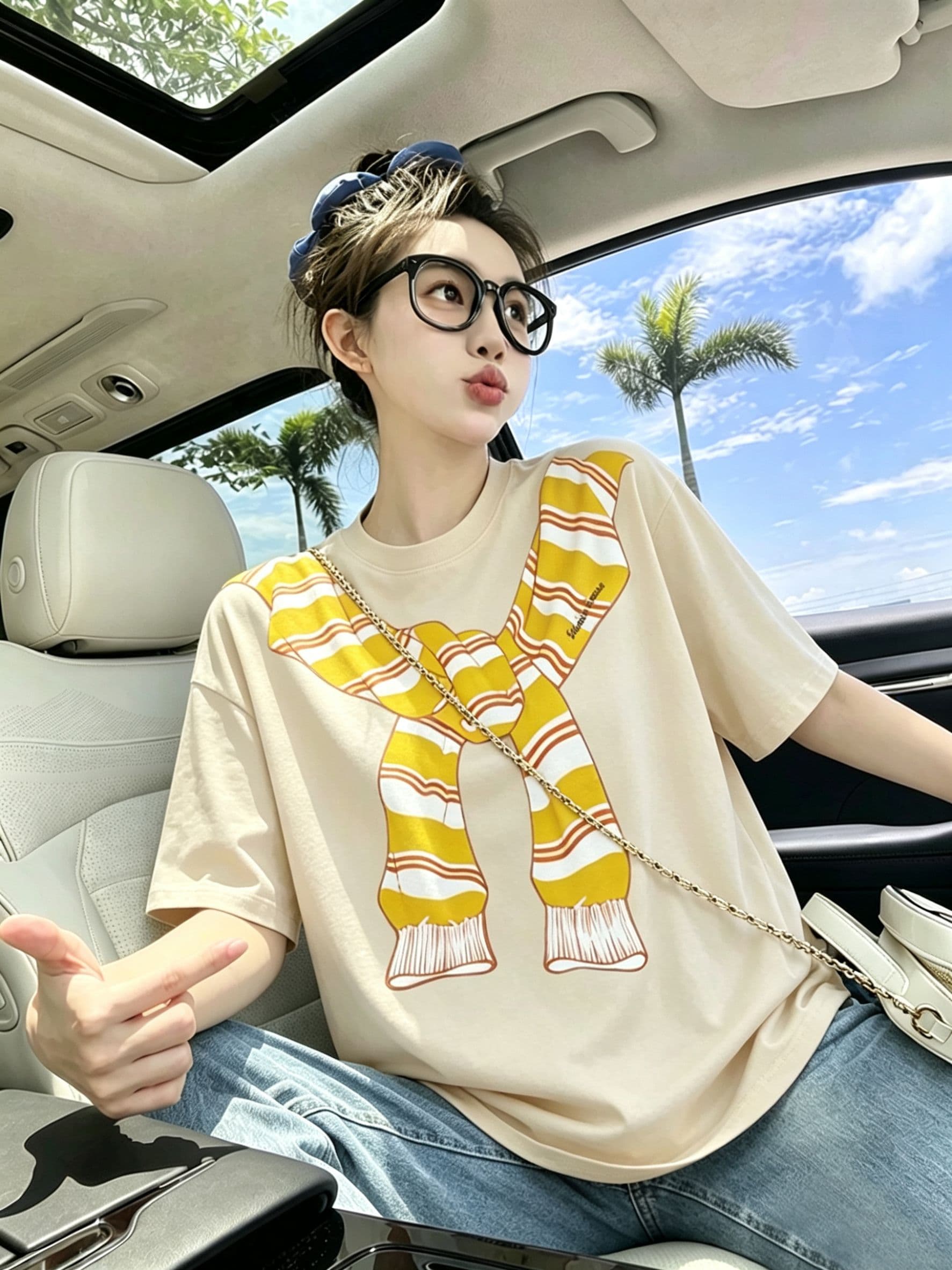 200그램 순면 300 근 루즈핏 프린트 티셔츠 여름 새로운 알파벳 가을 어깨 반팔 여성 이미지 4