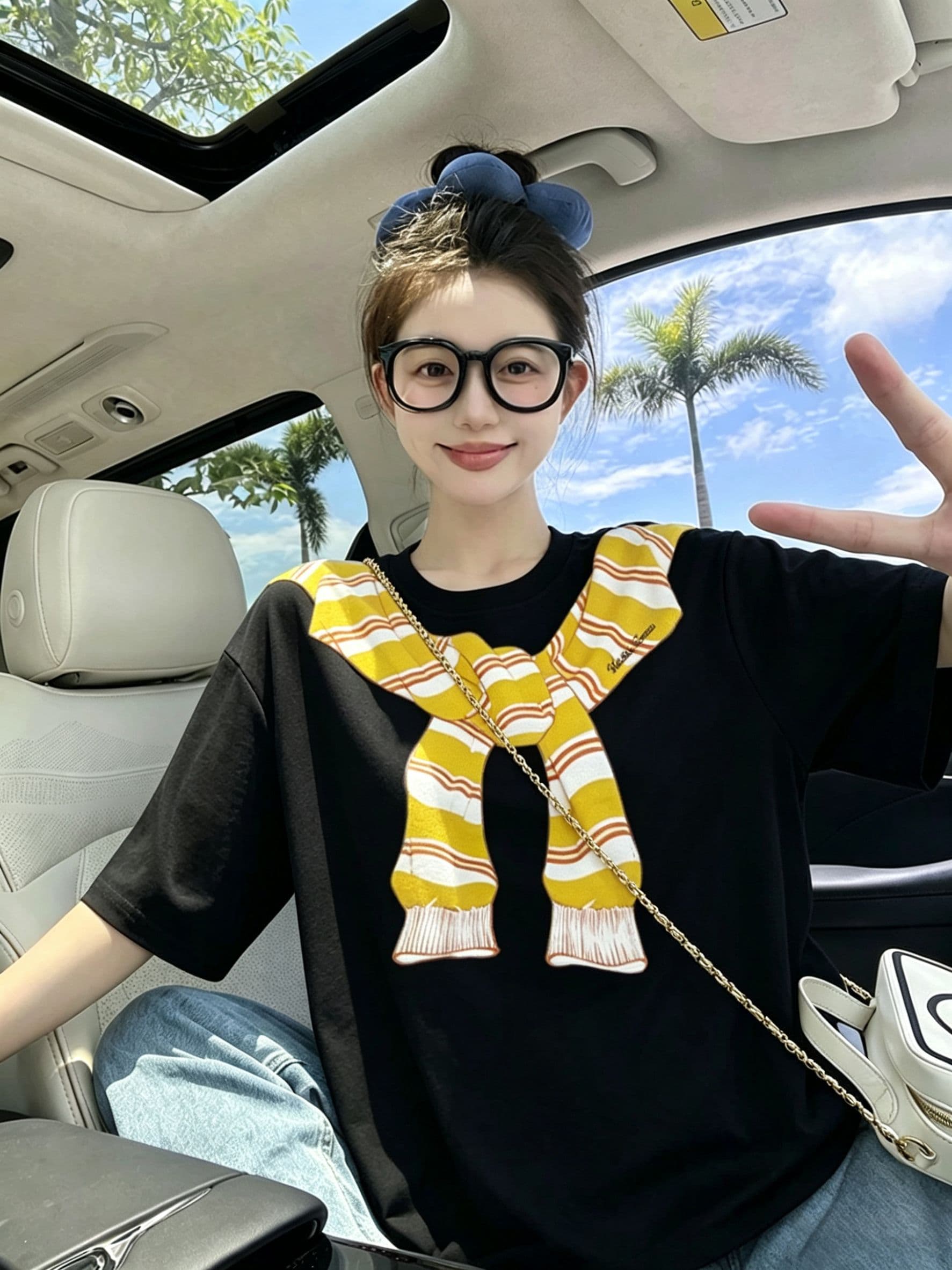 200그램 순면 300 근 루즈핏 프린트 티셔츠 여름 새로운 알파벳 가을 어깨 반팔 여성 상세 이미지 2