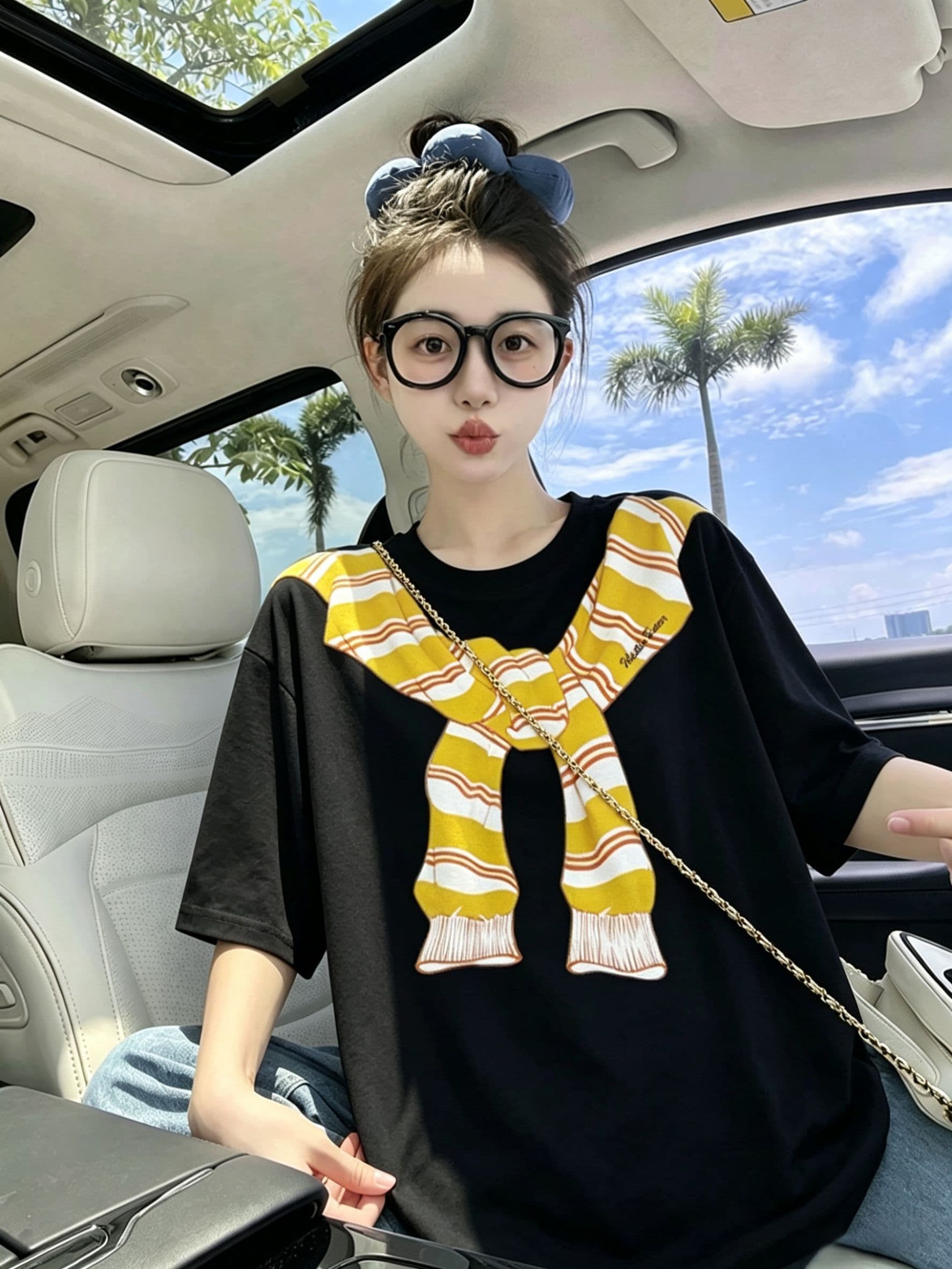200그램 순면 300 근 루즈핏 프린트 티셔츠 여름 새로운 알파벳 가을 어깨 반팔 여성 상세 이미지 3