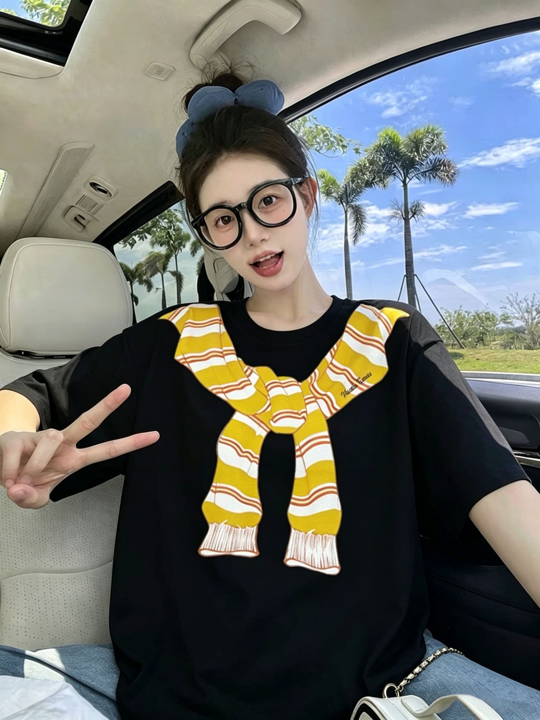 200그램 순면 300 근 루즈핏 프린트 티셔츠 여름 새로운 알파벳 가을 어깨 반팔 여성 상세 이미지 6