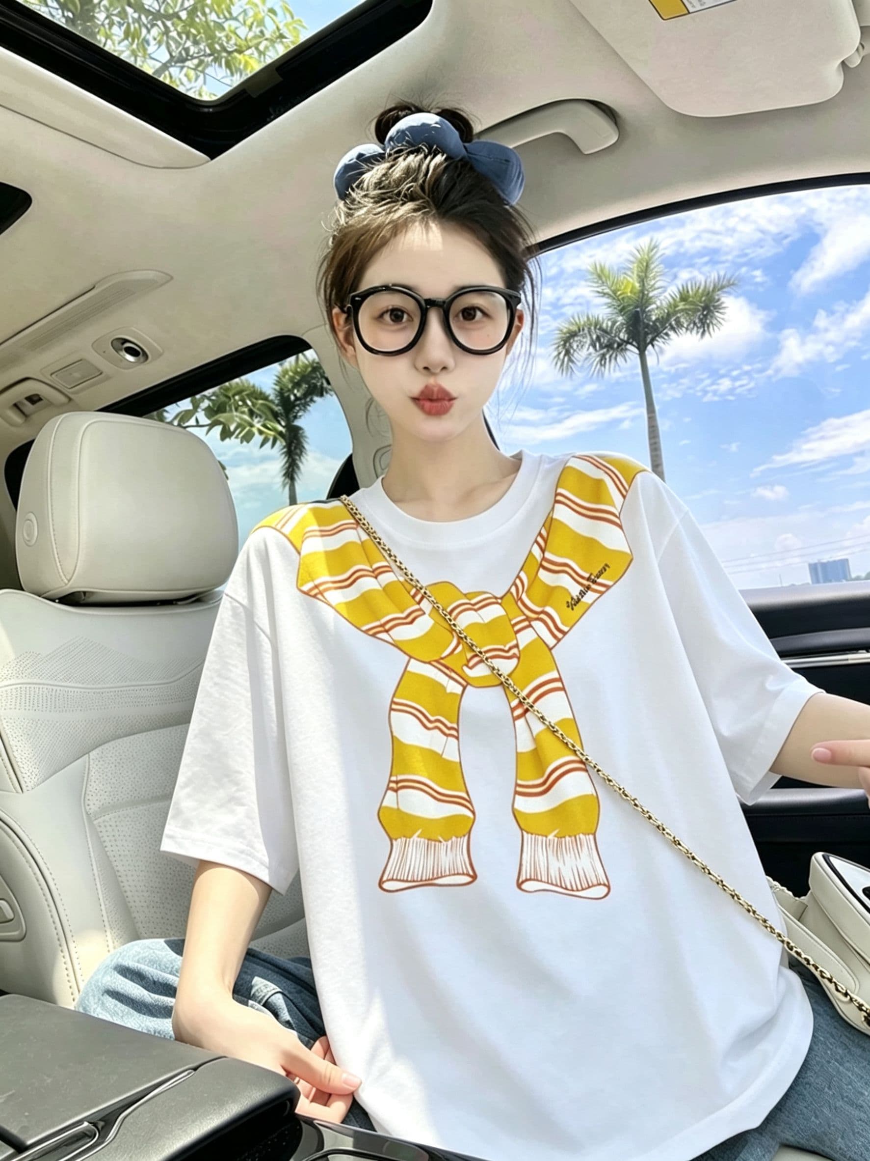 200그램 순면 300 근 루즈핏 프린트 티셔츠 여름 새로운 알파벳 가을 어깨 반팔 여성 상세 이미지 7