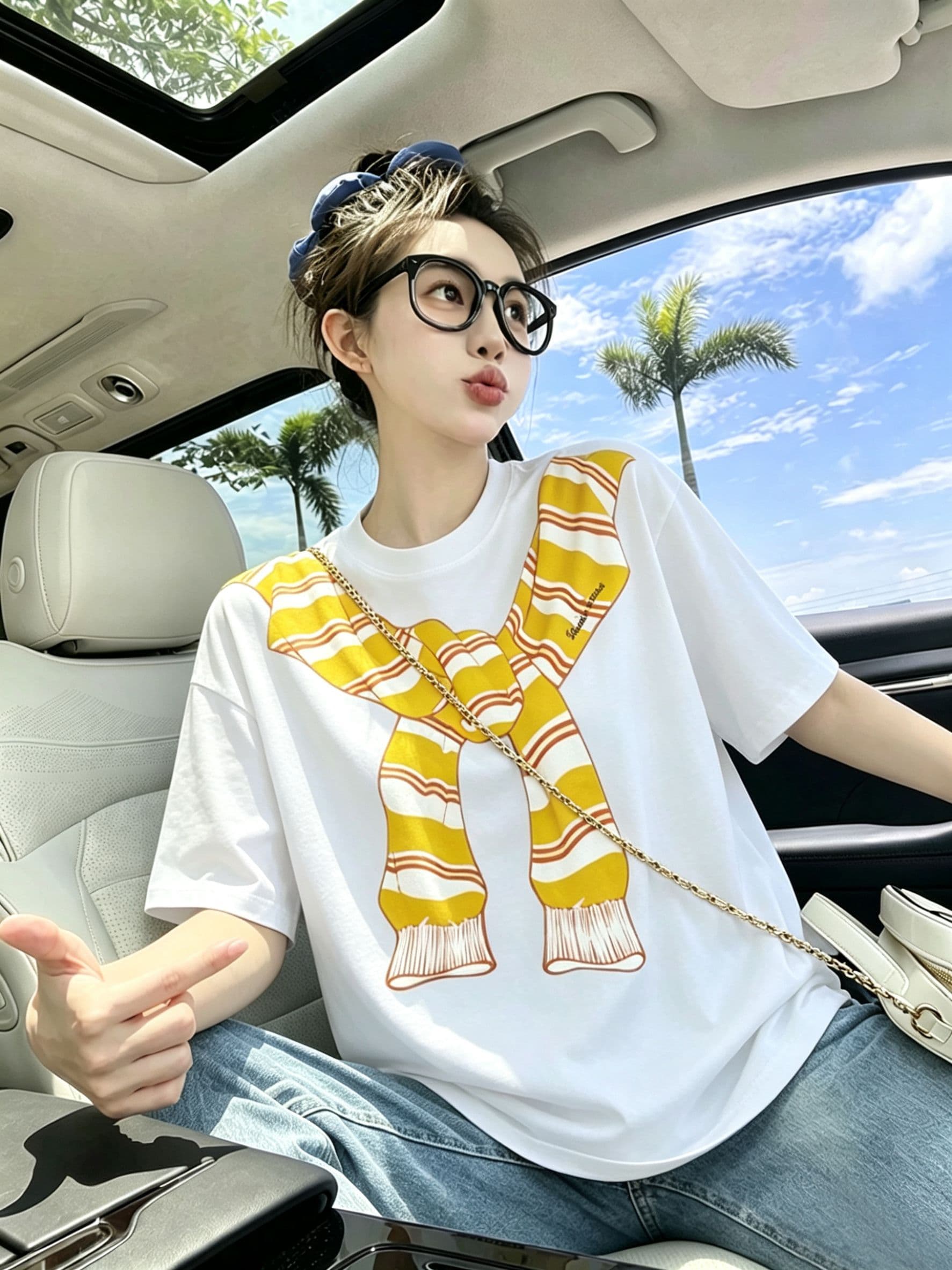 200그램 순면 300 근 루즈핏 프린트 티셔츠 여름 새로운 알파벳 가을 어깨 반팔 여성 상세 이미지 8