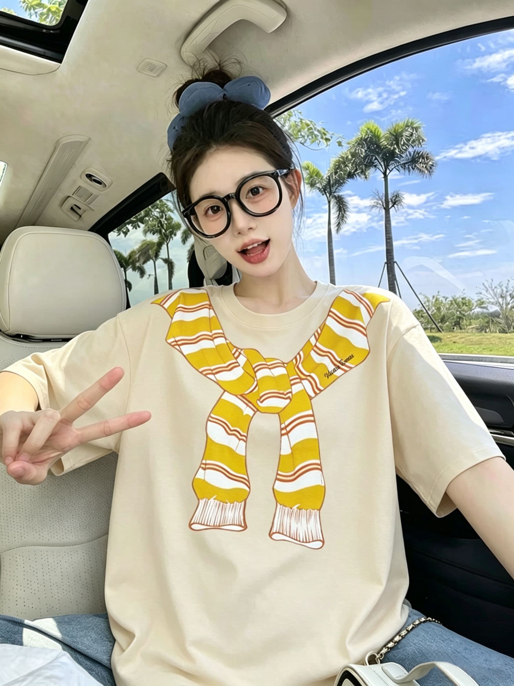 200그램 순면 300 근 루즈핏 프린트 티셔츠 여름 새로운 알파벳 가을 어깨 반팔 여성 상세 이미지 12