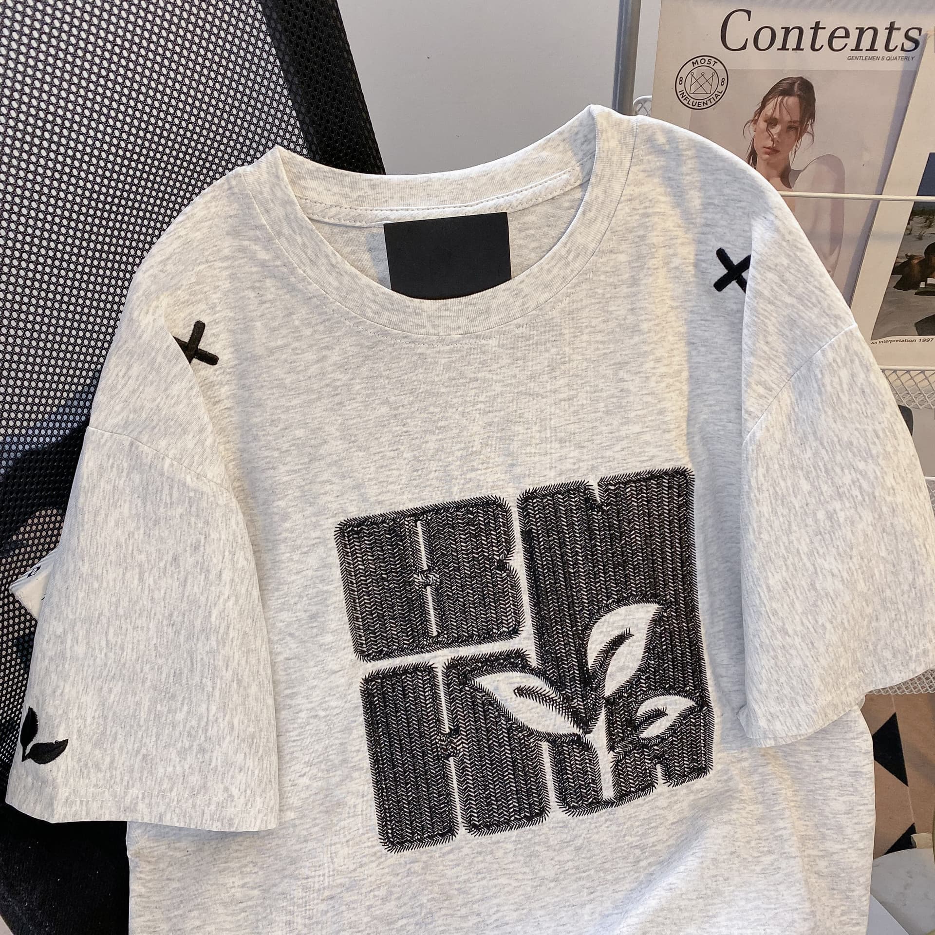 실사 더블 실 240 그램 순면 사전 축소 크기 발 자수 바늘 번호 충분히 질감 두꺼운 높은 품질 티셔츠 여성 상세 이미지 13