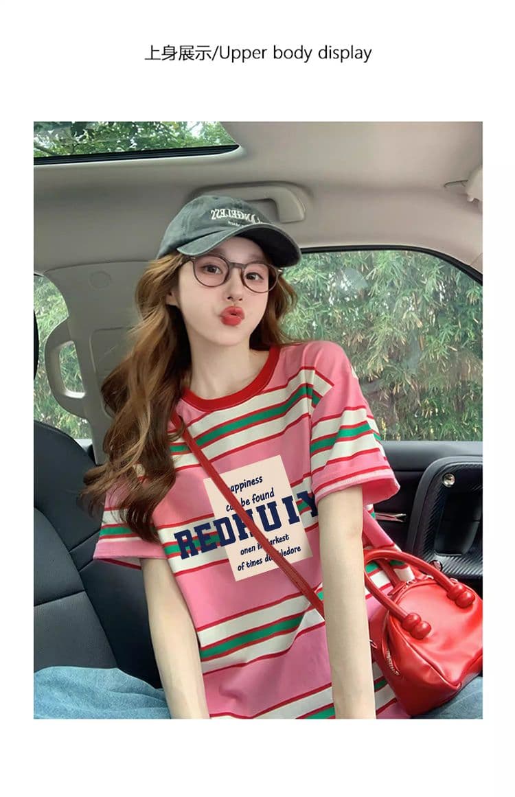 실사 95 면 5 암모니아 Lun 컬러 짜임 기사 이후 패키지 칼라 좋은 면 리브 칼라 순면 루즈핏 티셔츠 여성 상세 이미지 4