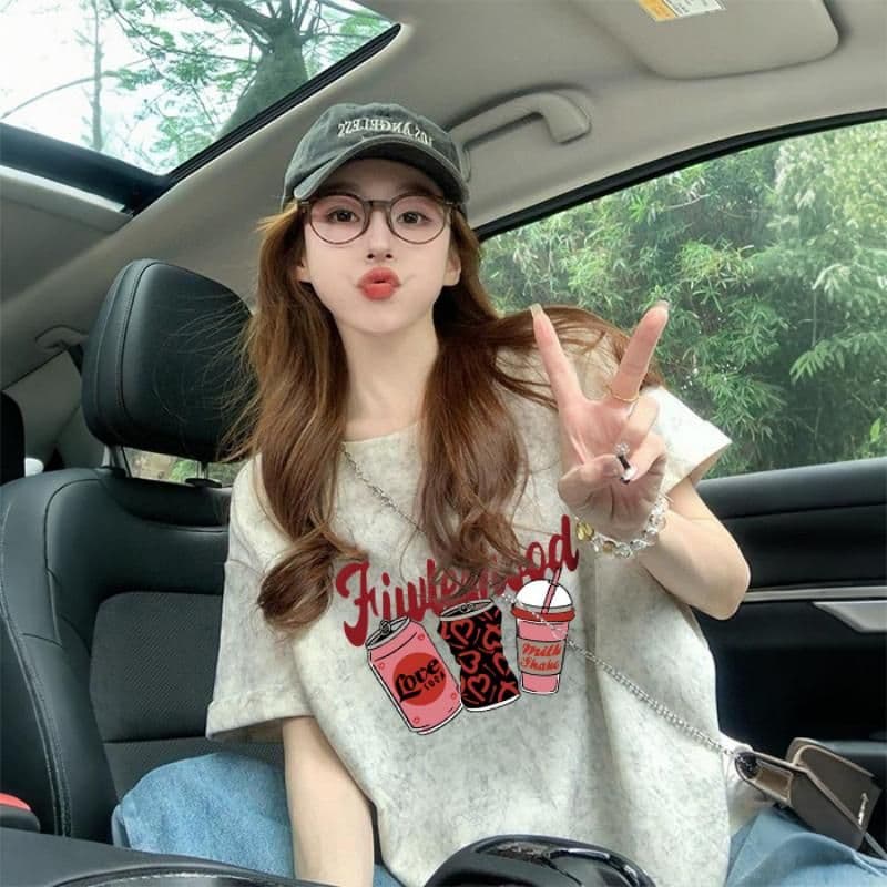 92 면 8 암모니아 Lun 이후 패키지 칼라 개성 홀치기 염색 디자인 센스 루즈핏 반팔 티셔츠 여성 슬림해 보이는 맨위