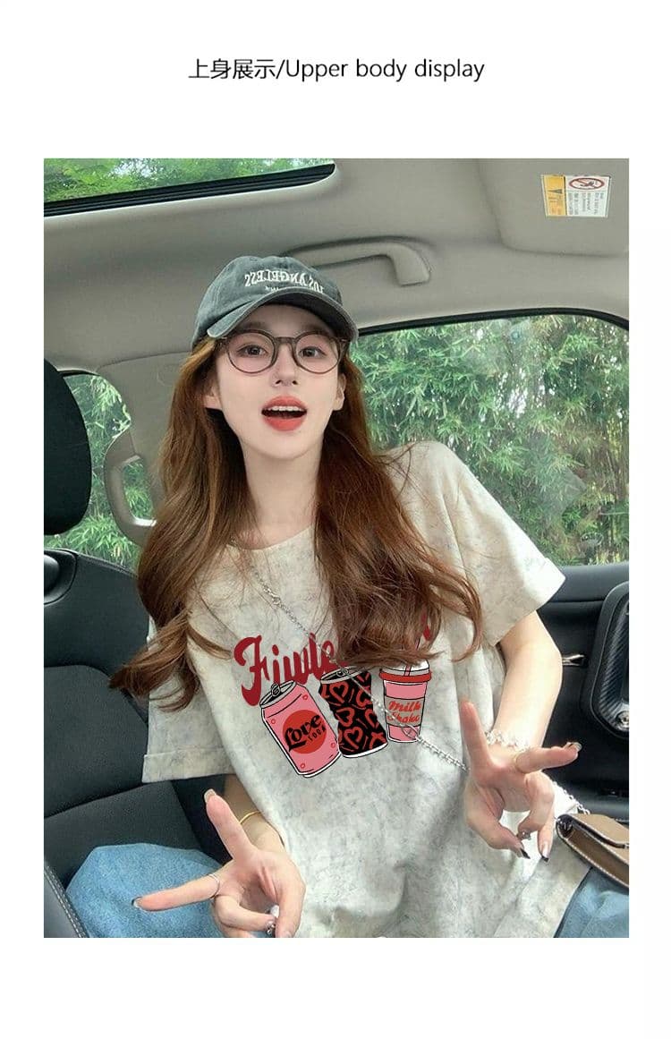 92 면 8 암모니아 Lun 이후 패키지 칼라 개성 홀치기 염색 디자인 센스 루즈핏 반팔 티셔츠 여성 슬림해 보이는 맨위 상세 이미지 7