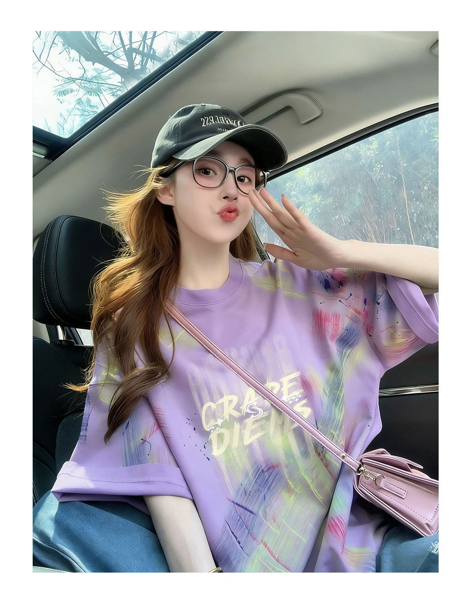 순면 이후 패키지 칼라 홀치기 염색 중간 길이 티셔츠 여성 유럽 상품 외국 가스 프린트 대 에디션 루즈핏 맨위 상세 이미지 2