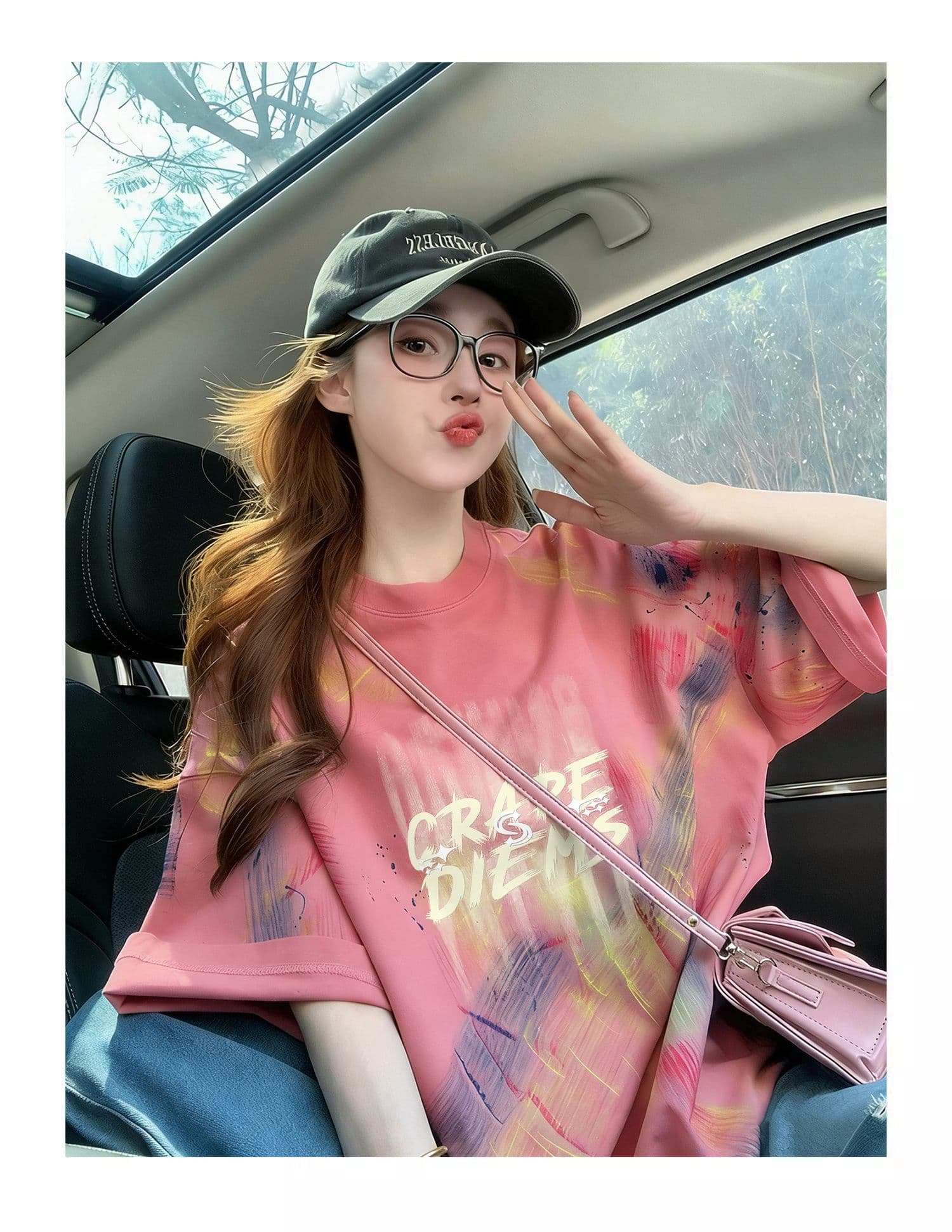 순면 이후 패키지 칼라 홀치기 염색 중간 길이 티셔츠 여성 유럽 상품 외국 가스 프린트 대 에디션 루즈핏 맨위 상세 이미지 7