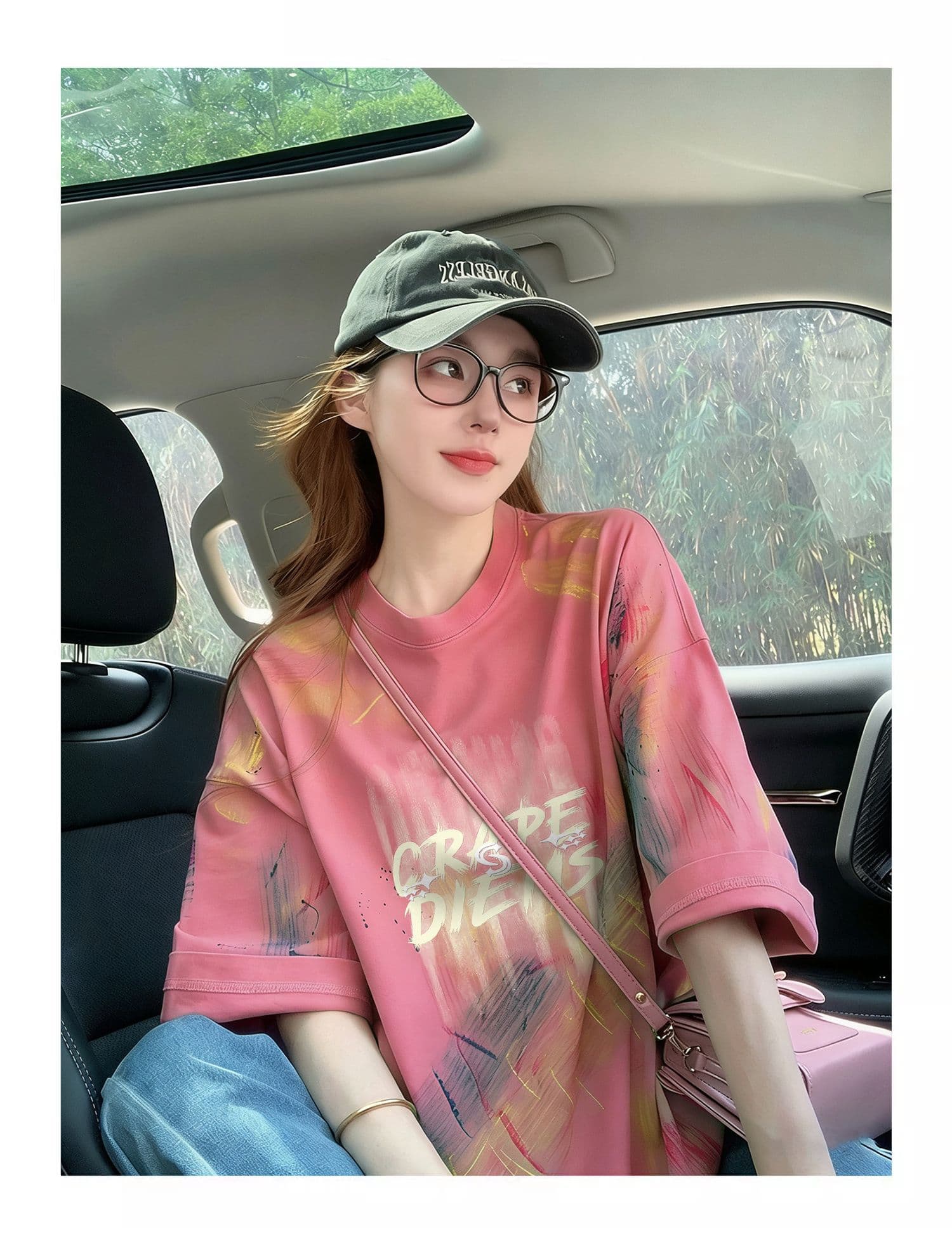 순면 이후 패키지 칼라 홀치기 염색 중간 길이 티셔츠 여성 유럽 상품 외국 가스 프린트 대 에디션 루즈핏 맨위 상세 이미지 8