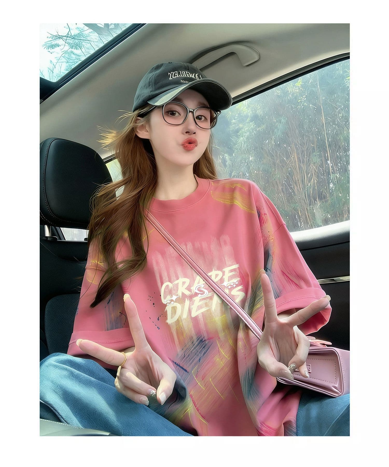 순면 이후 패키지 칼라 홀치기 염색 중간 길이 티셔츠 여성 유럽 상품 외국 가스 프린트 대 에디션 루즈핏 맨위 상세 이미지 9