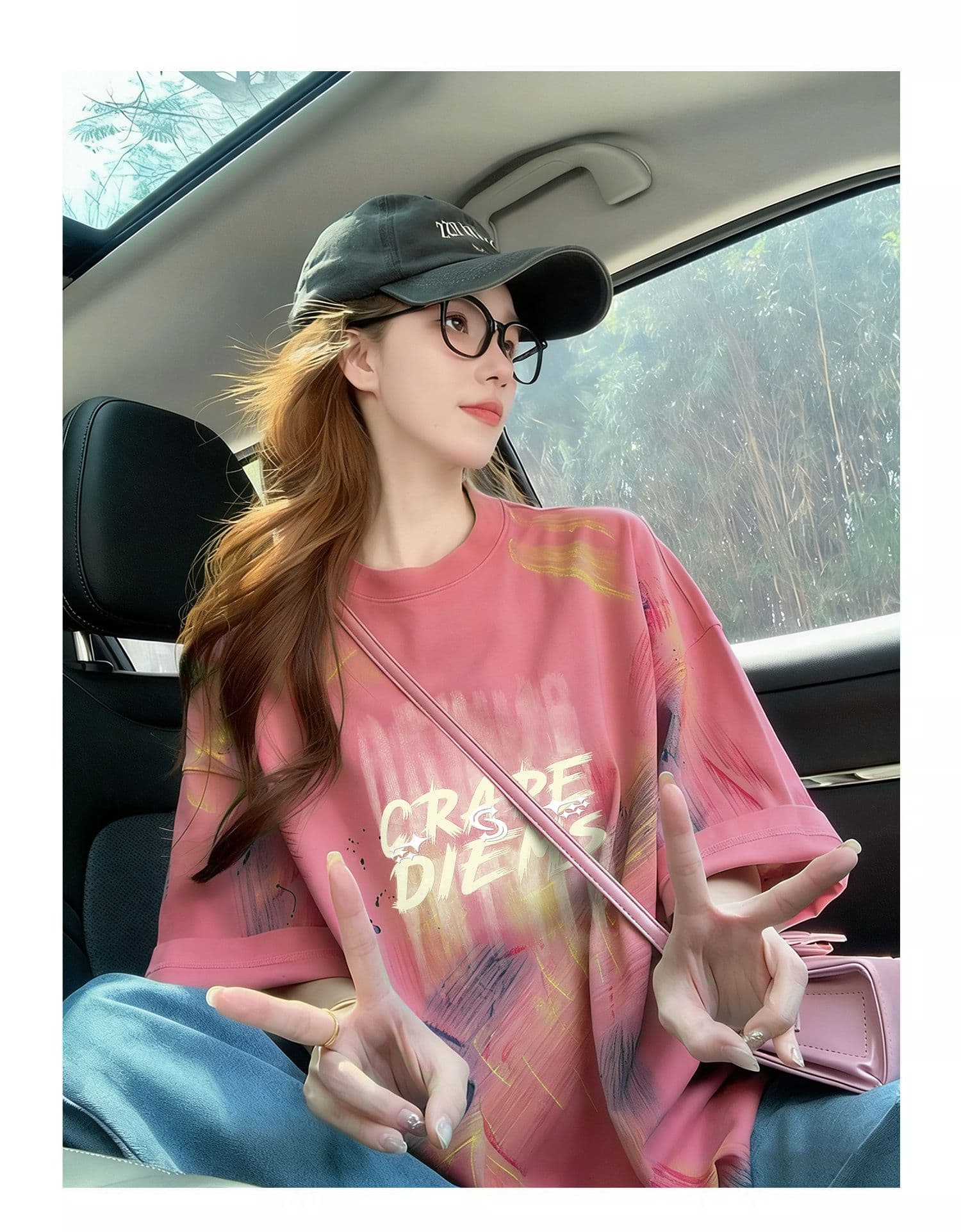 순면 이후 패키지 칼라 홀치기 염색 중간 길이 티셔츠 여성 유럽 상품 외국 가스 프린트 대 에디션 루즈핏 맨위 상세 이미지 10