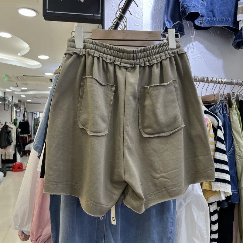 원본 순면 원단 빅 사이즈 캐주얼 허리밴드 펌프 로프 루즈핏 넓은 다리 학생 반바지 여성 여름 새로운 상세 이미지 13