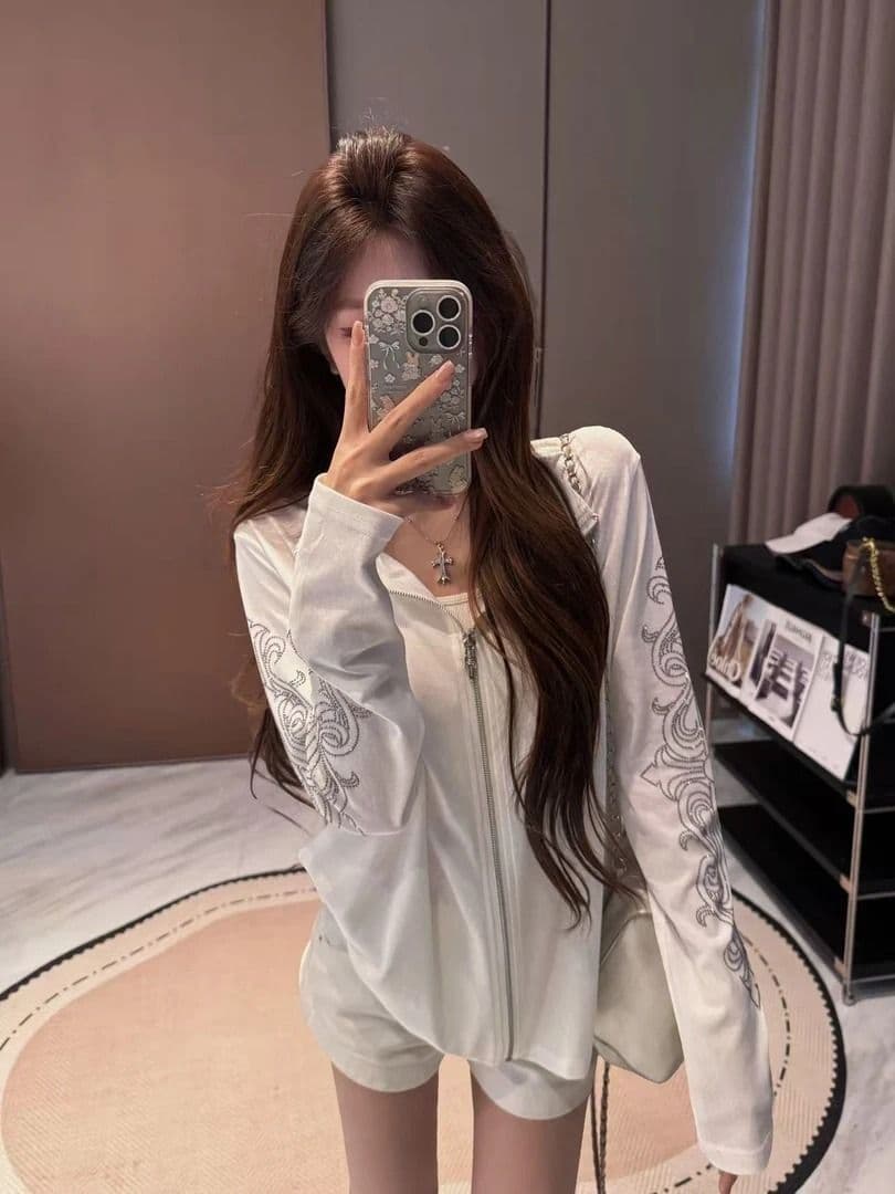 압력 훈련 백금 지퍼 광저우 눈꽃 면 자외선 차단 블라우스 여성 상세 이미지 3