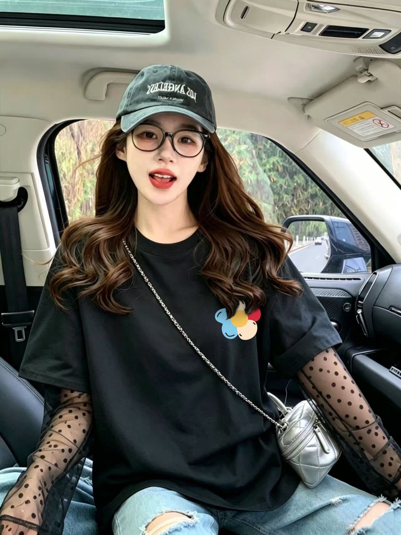 40 더블 실 순면 210 그램 특별 빅 사이즈 300 근 망사 패치워크 페이크 레이어드 반팔 티셔츠 상세 이미지 5