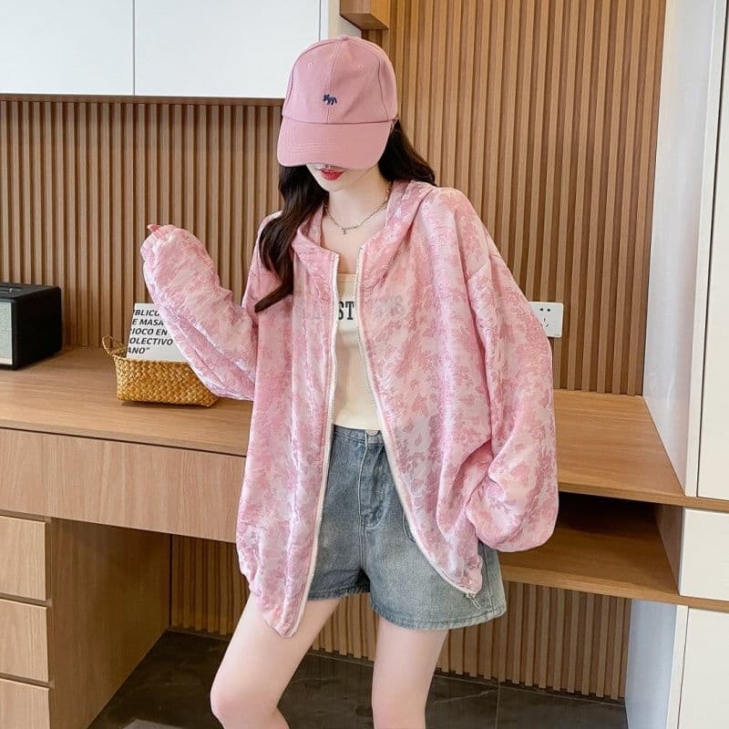 실사 흔들어서 톤 품질 얇고 가벼운 부드럽다 자외선 차단 의류 후드 지퍼 여성 코트 봄 가을 새로운 맨위 외부 가져 가라. 여성 상세 이미지 23