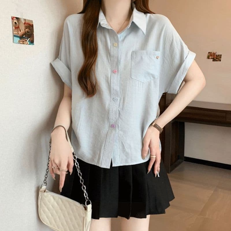 원본 원단 여름 새로운 한국 스타일 민소매 빅 사이즈 펌프 로프 디자인 POLO 칼라 셔츠 연령 감소 맨위 이미지 4