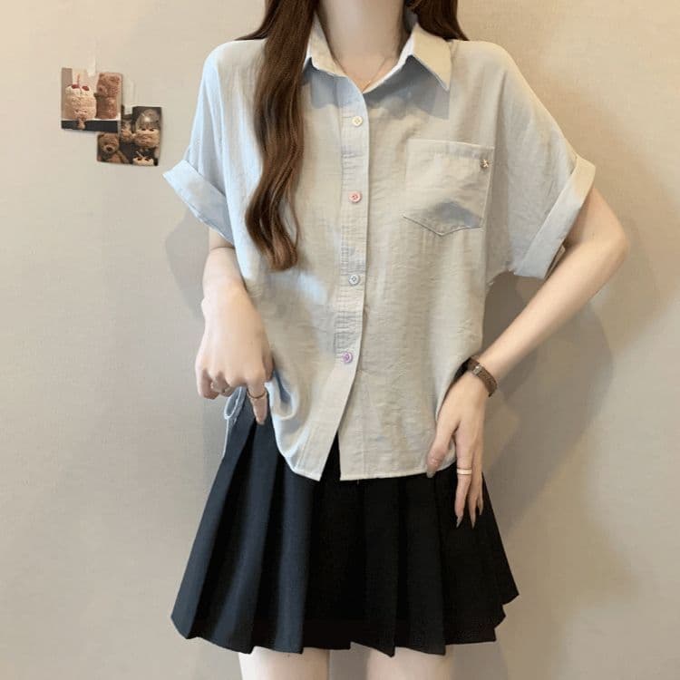 원본 원단 여름 새로운 한국 스타일 민소매 빅 사이즈 펌프 로프 디자인 POLO 칼라 셔츠 연령 감소 맨위 상세 이미지 2