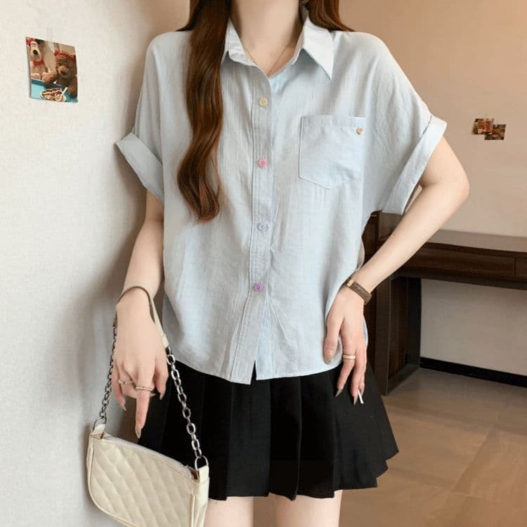 원본 원단 여름 새로운 한국 스타일 민소매 빅 사이즈 펌프 로프 디자인 POLO 칼라 셔츠 연령 감소 맨위 상세 이미지 8