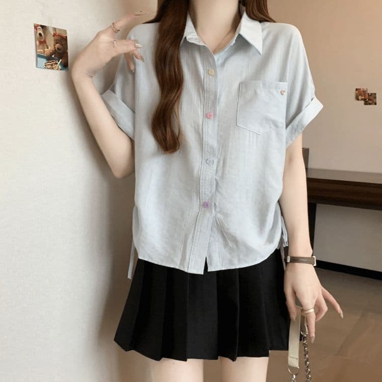 원본 원단 여름 새로운 한국 스타일 민소매 빅 사이즈 펌프 로프 디자인 POLO 칼라 셔츠 연령 감소 맨위 상세 이미지 9