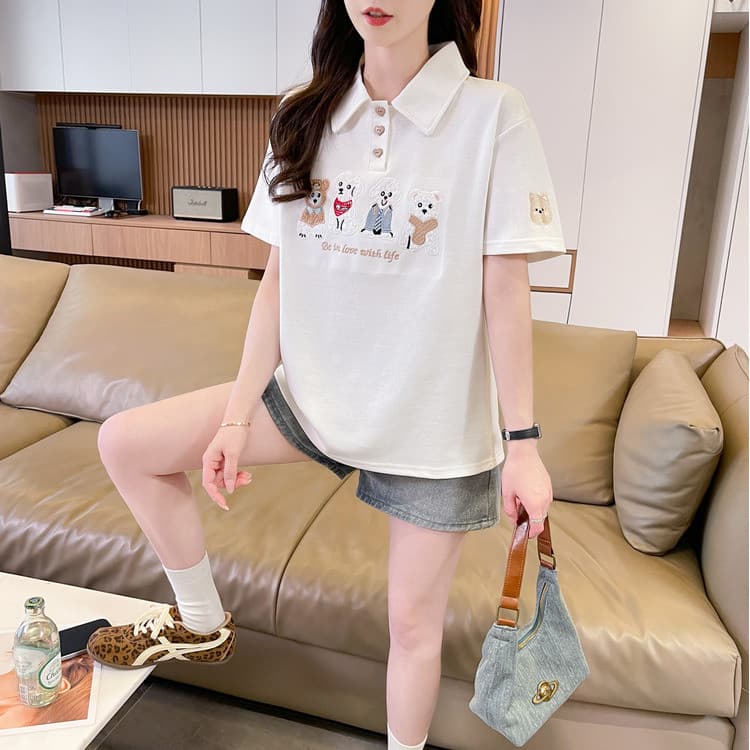실사 180g 남자 바 면 반팔 티셔츠 여성 여름 반팔 얇은 스타일 데님 루즈핏 작은 키 디자인 센스 맨위 상세 이미지 1