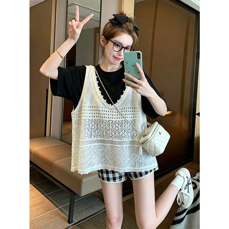 티셔츠 스웨터 특별 빅 사이즈 300 2 파운드 세트 티셔츠 니트 스웨터 반팔 티셔츠 여성 이미지 4