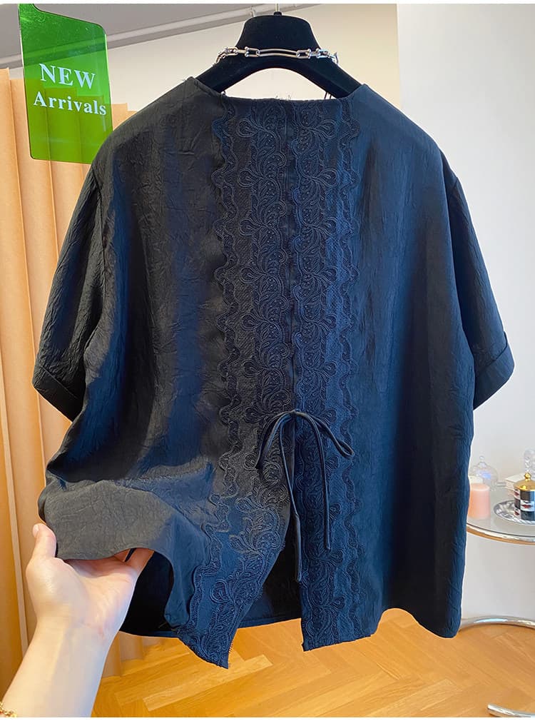 원본 원단 특별 빅 사이즈 200 kg 루즈핏 고유 한 Chic 레이스 조각 차가운 센스 맨위 상세 이미지 18