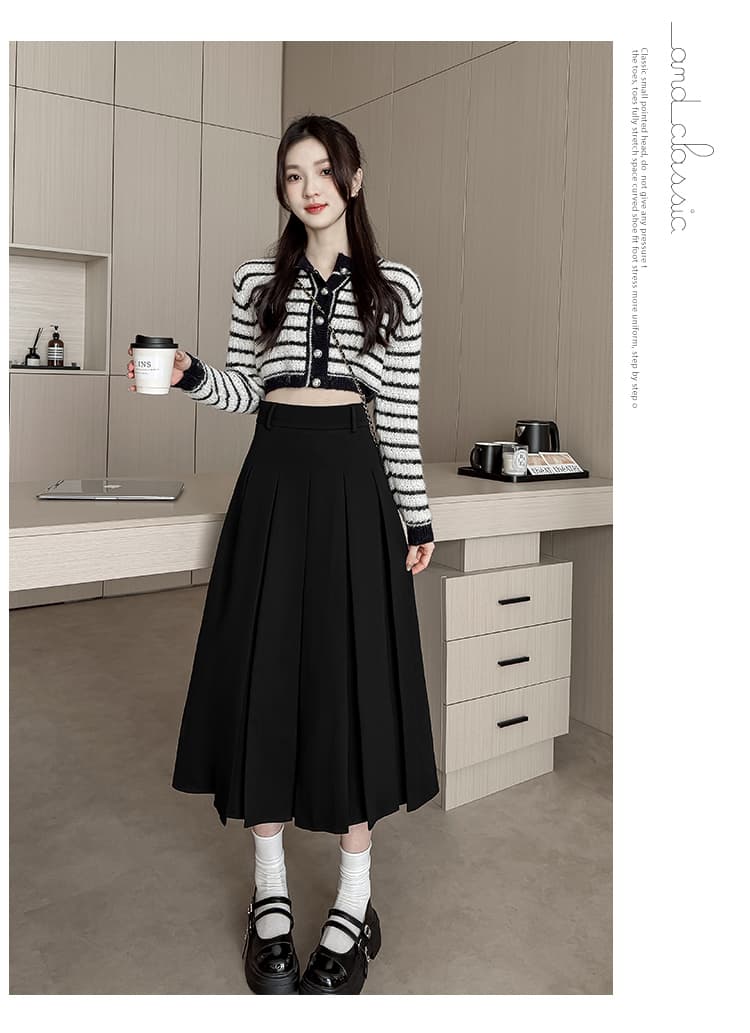 실사 2026 년 봄 새로운 작은 키 다용도 몸매 가꾸기 슬림해 보이는 오른쪽 Pleat 반신 스커트 상세 이미지 20