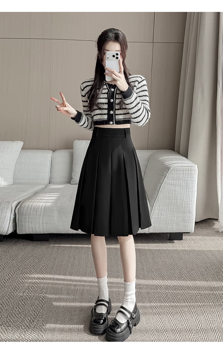 실사 2026 년 봄 새로운 작은 키 다용도 몸매 가꾸기 슬림해 보이는 오른쪽 Pleat 반신 스커트 상세 이미지 35