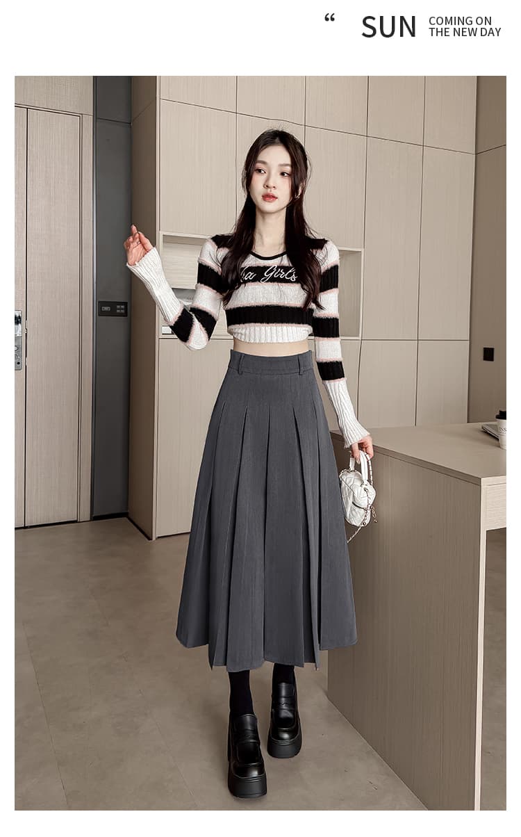 실사 2026 년 봄 새로운 작은 키 다용도 몸매 가꾸기 슬림해 보이는 오른쪽 Pleat 반신 스커트 상세 이미지 39