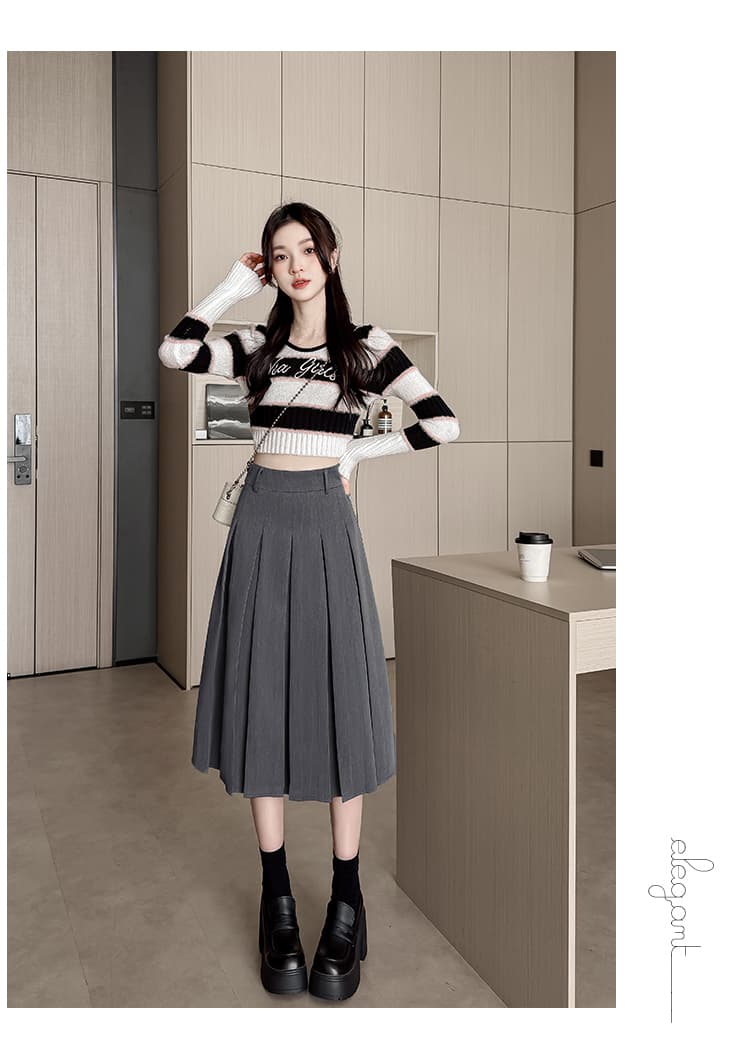 실사 2026 년 봄 새로운 작은 키 다용도 몸매 가꾸기 슬림해 보이는 오른쪽 Pleat 반신 스커트 상세 이미지 43