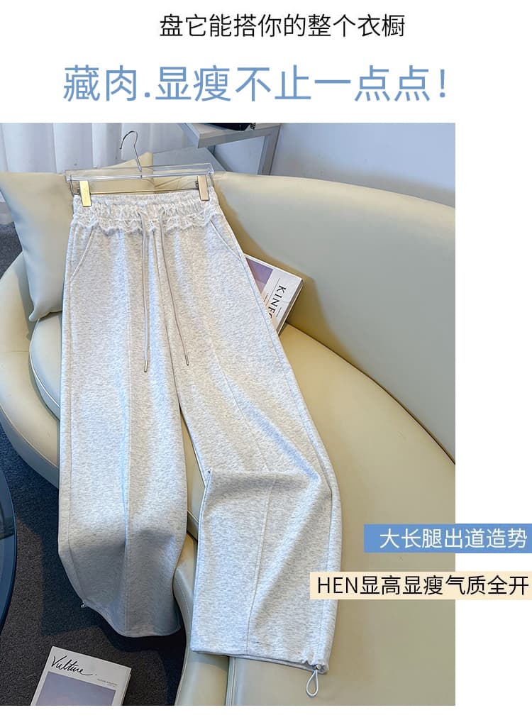 작은 키 여름 얇은 스타일 도파민 캐주얼 레이스 허리 머리 펌프 로프 웨이 바지 패션 다용도 조거 스트레이트 팬츠 상세 이미지 3