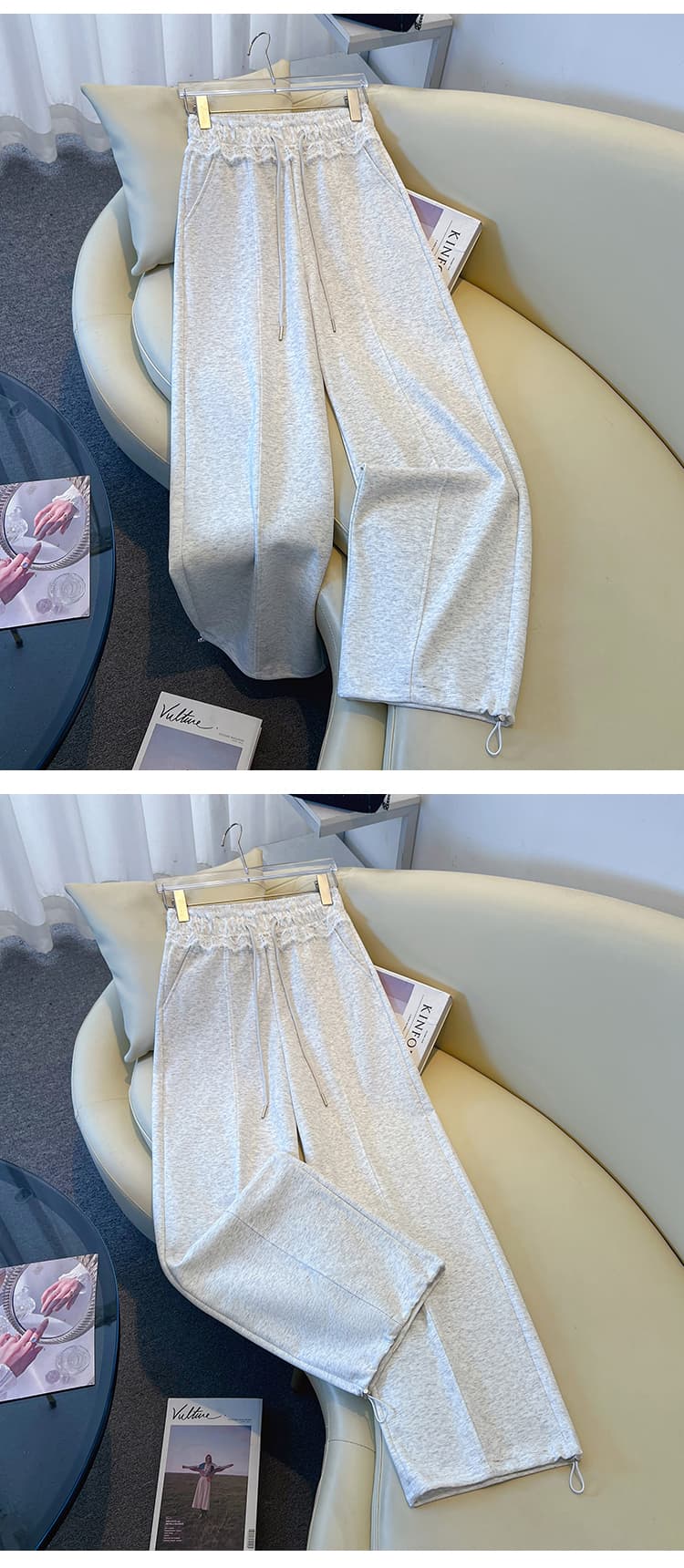 작은 키 여름 얇은 스타일 도파민 캐주얼 레이스 허리 머리 펌프 로프 웨이 바지 패션 다용도 조거 스트레이트 팬츠 상세 이미지 19