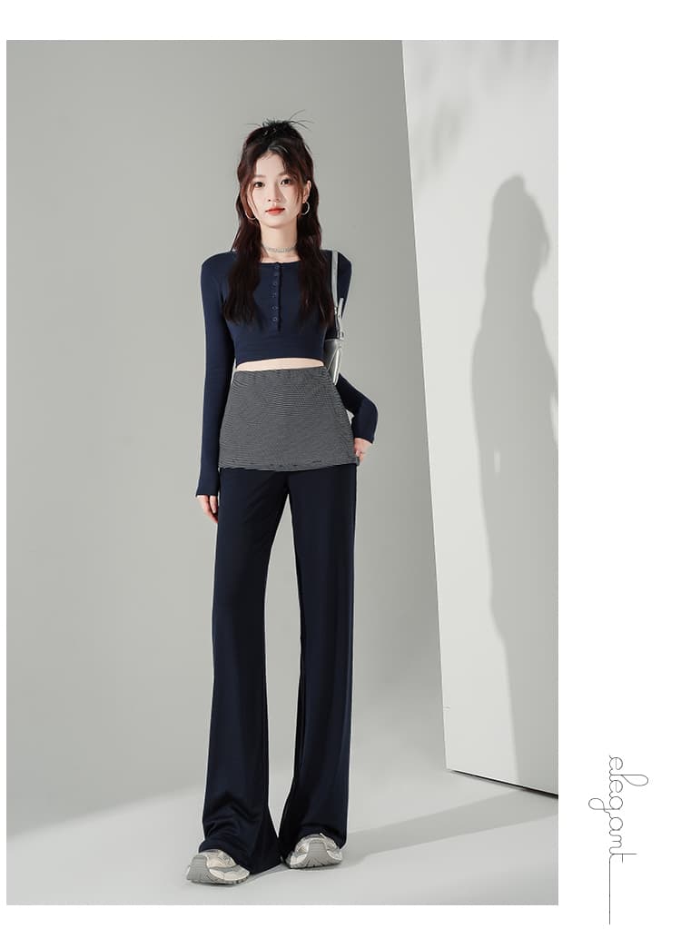 실사 2026 년 가을 새로운 패션 방귀 커튼 바지 몸매 가꾸기 슬림해 보이는 하이웨이스트 스트레이트 팬츠 상세 이미지 27