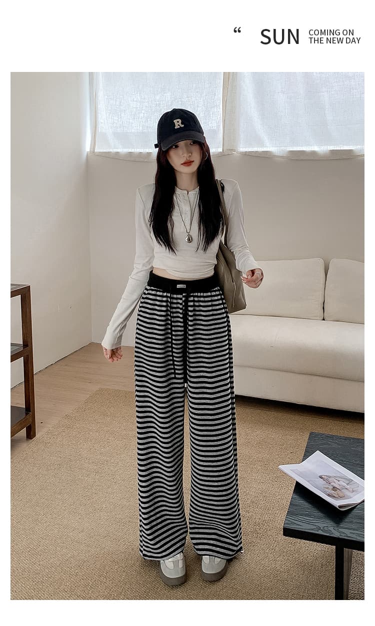 실사 스트라이프 작은 키 가을과 겨울 캐주얼 좁은 에디션 조거 스트레이트 팬츠 2026 년 새로운 상세 이미지 12